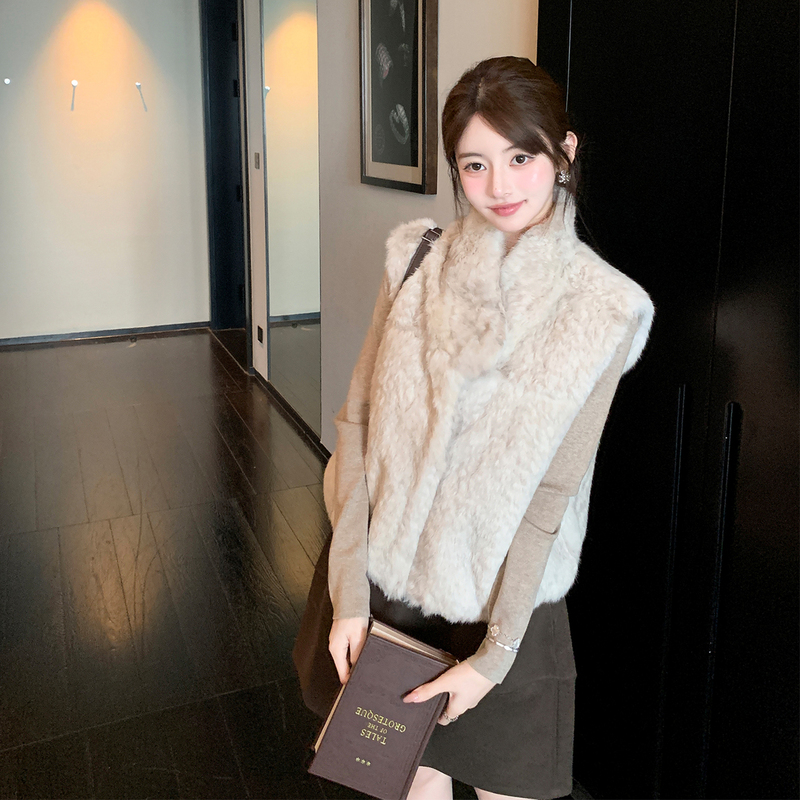 Mansi Moonlight Letter Paper Rabbit Fur Short Vest Layered New Style Stand Collar Slimming Fur Coat for Women Mansi Moonlight Letter Paper Rabbit Fur Short Vest Layered New Style Stand Collar Slimming Fur Coat for Women