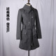 外贸清仓折扣女士春秋冬款黑灰色羊毛修身休闲中长款毛呢大衣外套