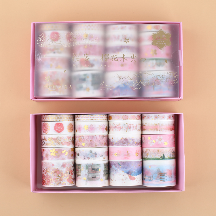 Cherry Blossom In The Middle20 volume suit Hand account Paper and tape Online red money gilding Hot silver Chinese style Ancient style Red-crowned crane cherry blossoms literature diy Lipstick decorate Stickers like a breath of fresh air Girlish heart Hand account source material