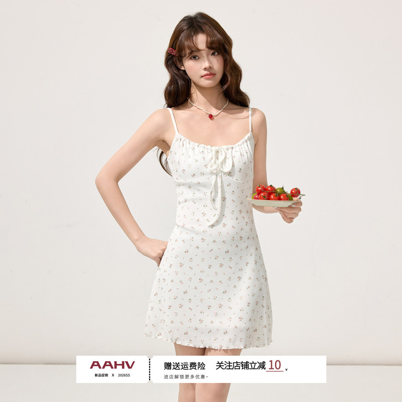 Aahv Pure Desire White Floral Lace-Up Strapless Dress Women's 2026 Spring/Summer New Slim Fit Bodycon Dress