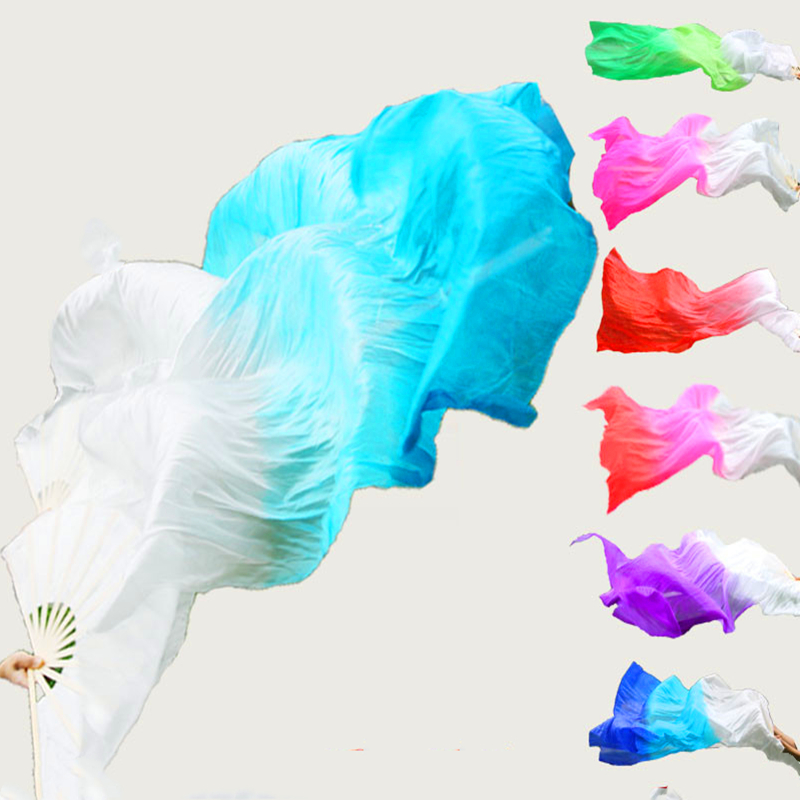 Brocade Carp Transcript Dance Fan 1 5 m Lengthened Three-color Gradual Layer Dancing Fan Square Cos Children Play Long Silk Fan