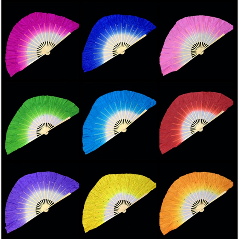 Eight-inch true silk dance fan children dance fan bifacial asymptotic rubber state Seedlings Song Fan square dance fan acting props