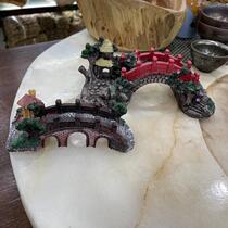 Hotel platter ornaments Aquarium three-eye arch bridge Green waterscape rockery creative decoration Fish tank landscape stone