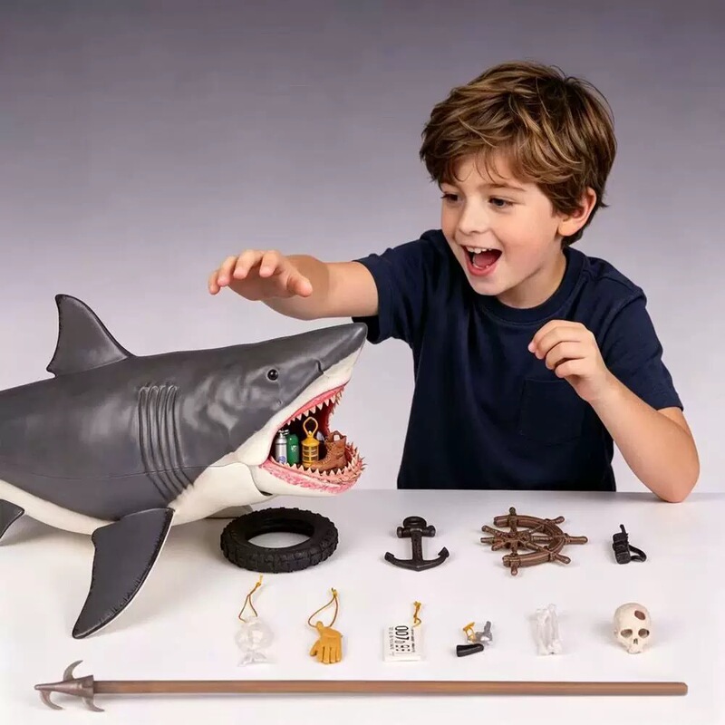 Neca Great White Shark 12inch Jaws Movie Version Scene 50Th Anniversary Shark Simulation Model with Multiple Accessories Deluxe Edition