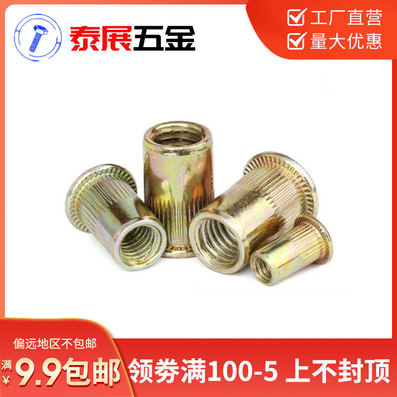 Metric American No 8 No 10 1 4-3 8-5 16-5 32 Knurled flat head riveting nut Metric vertical riveting