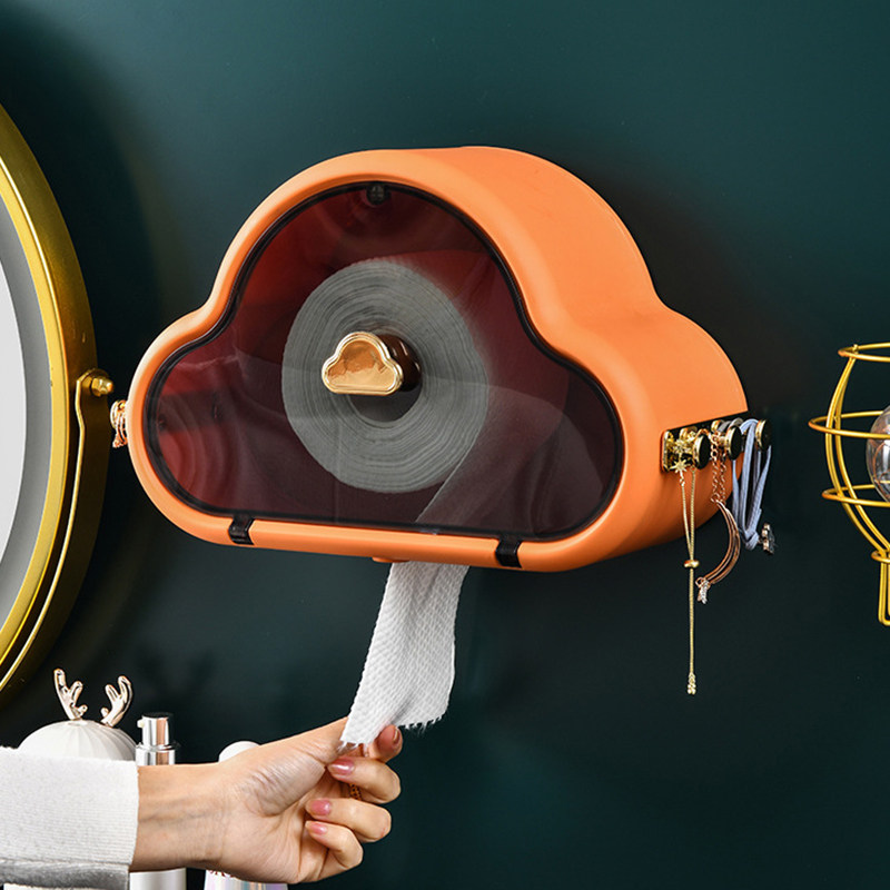 Cloud light luxury storage tissue box wash towel shelf toilet toilet free punch wall hanging paper towel holder