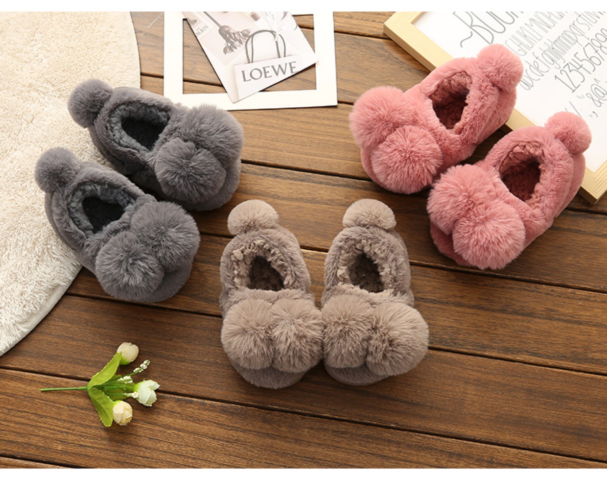 Dép cotton cho trẻ em mùa đông 1-3-8 tuổi Đàn ông và phụ nữ trẻ em giày bông tại nhà có dép chống trượt sang trọng cho cha mẹ dep đi trong nhà
