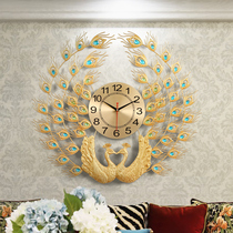  Pusaike peacock clock wall clock clock living room creative art fashion household personalized electronic clock Quartz clock