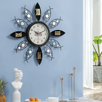  Nordic art wall clock creative personality home clock living room mute clock Retro decoration fashion bedroom clock