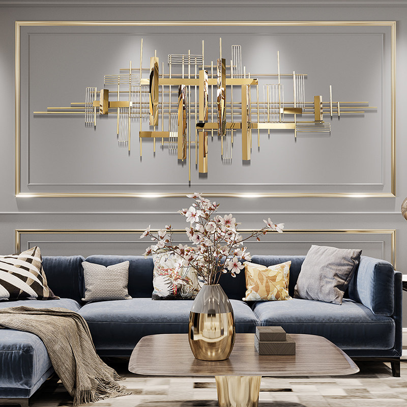 Nordic light luxury wrought iron home living room wall decoration background wall creative bedroom metal decorative art pendant