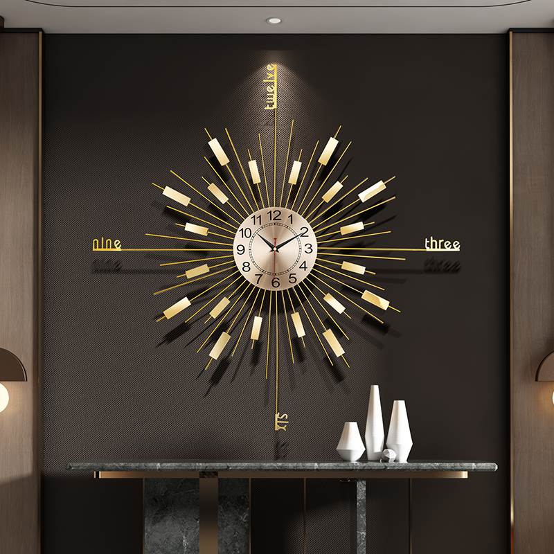 Mute Personality Quartz Clock Large Clock Hanging Clock Living Room Creative Light Lavish Style Modern Fashion Clock Bedroom Home