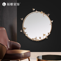 Creative mirror wall-mounted bathroom bathroom decoration home anti-fog mirror beauty salon wall-mounted decoration round silver mirror