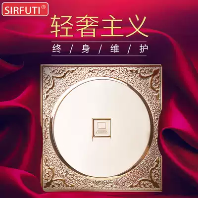 86 champagne gold round concealed wall switch socket computer fiber optic network socket Super Five single computer
