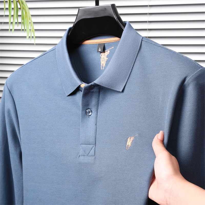 Autumn Genuine Paul Men's Polo Shirt Pure Cotton American Casual Long-Sleeved T-Shirt Young and Middle-Aged Pony Logo Top Trendy
