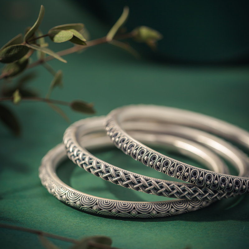 Mountain and Song Pure Silver 999 Old Vintage Pattern Ocean Wave Pattern Imitation Filigree Closed Hollow Sterling Silver Bracelet