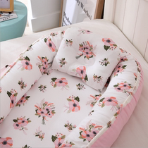 Baby portable folding pure cotton beginner bionic child single bed medium bed pure cotton fabric anti-uterine baby newborn