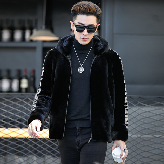 2025 Winter Neue Nerz Pelzmantel männer Ganze Nerz Mit Kapuze Pelz Jacke Nerz Pelz Jacke Samt Trendy