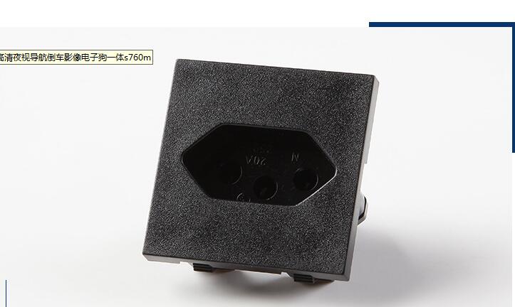Black 20A Brazilian Card Power Square Socket Self-Wiring Free Welding Wire Socket