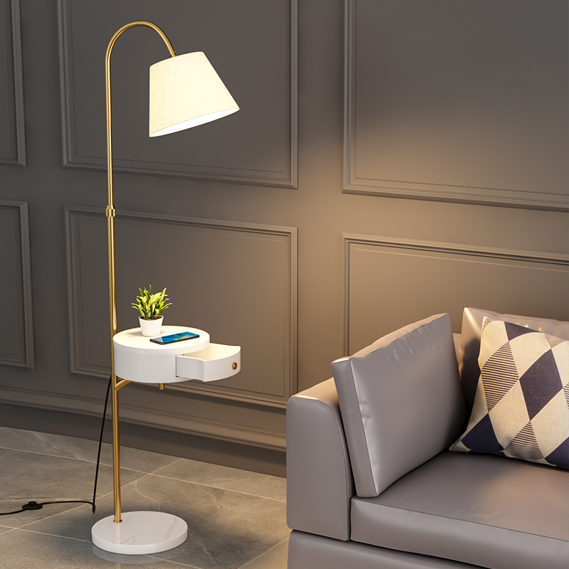 Simple modern Nordic style living room bedroom bedside sofa side floor lamp storage coffee table wireless charging desk lamp
