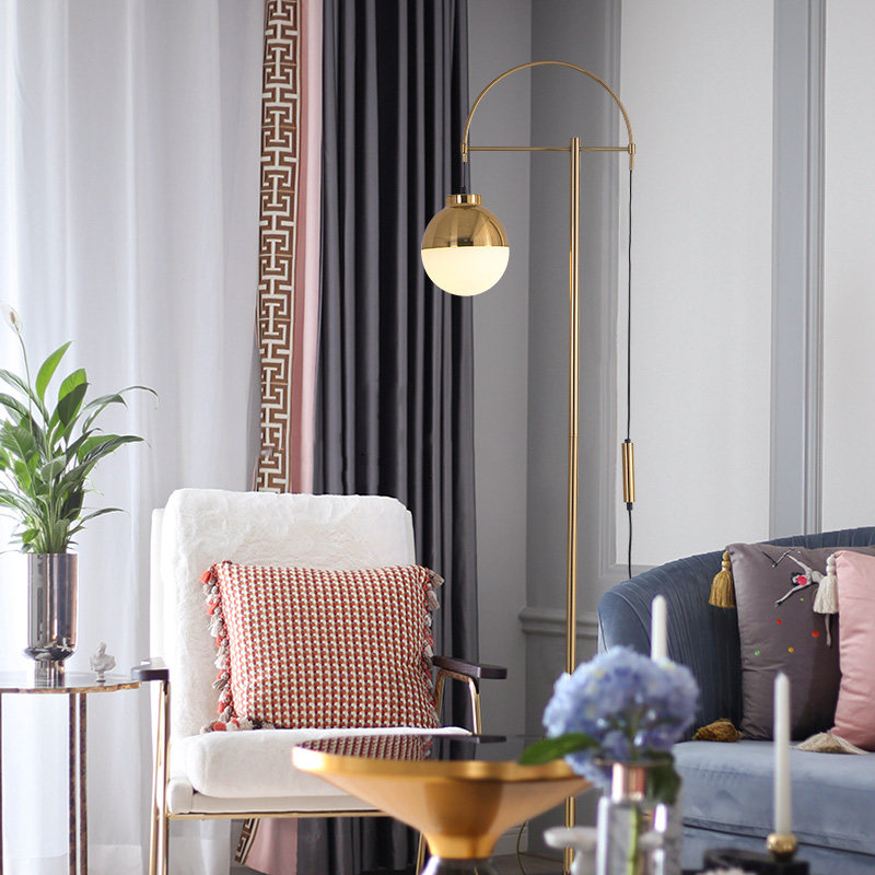 Simple modern creative metal living room study Glass rocker arm vertical floor lamp Nordic designer model room lamp