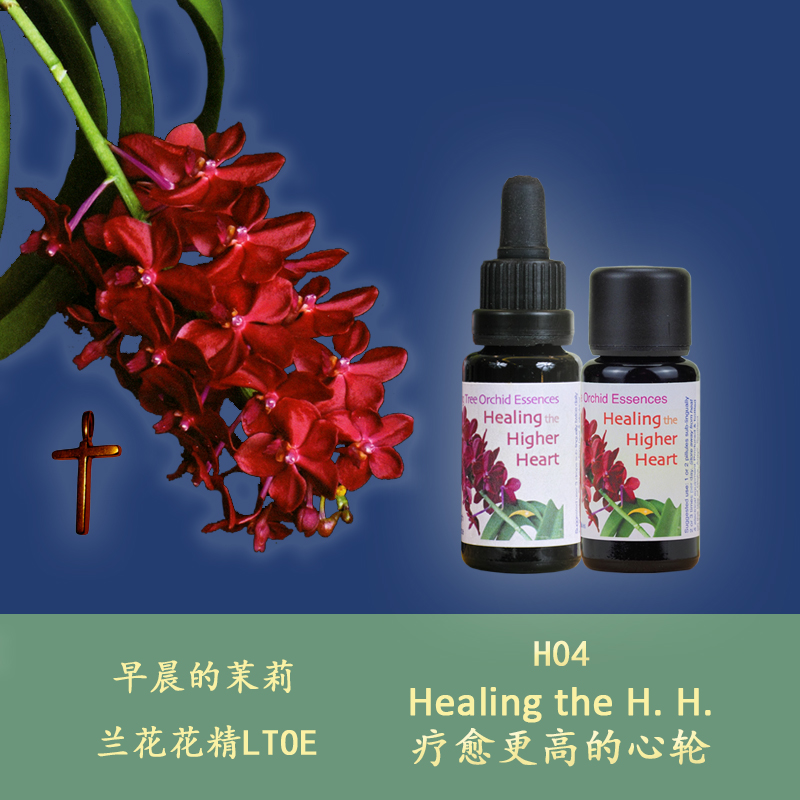 H04 Healing Higher Heart Chakra Cleans Trauma Karma of Heart Chakra Depth British Orchid Flower Essence Liquid Particles
