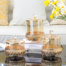 European metal crystal candy cans with lid sugar cans storage cans glass bottles creative decoration porch storage ornaments