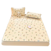 Latex mat summer 2024 new three-piece set summer ice silk mat childrens home fitted sheet soft mat