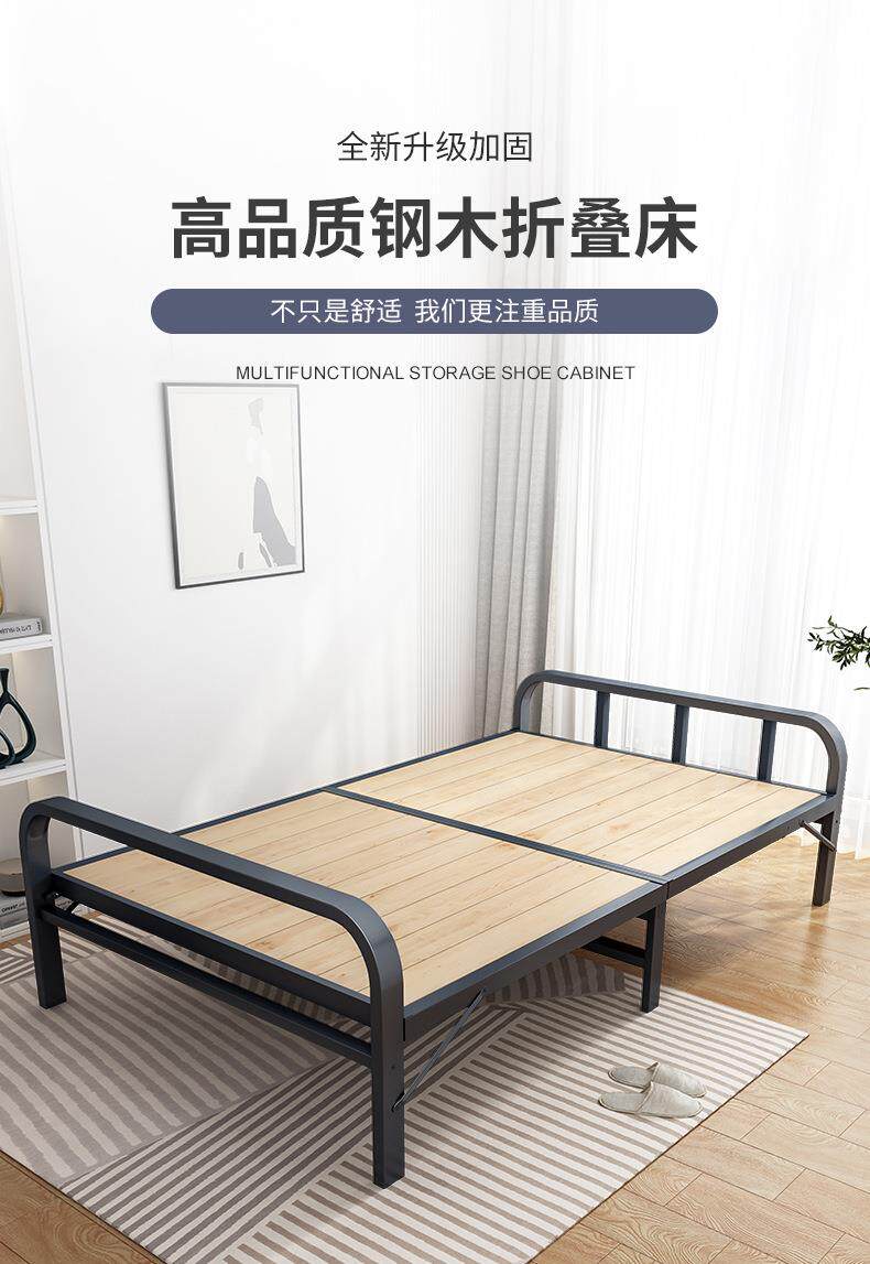 Принадлежности для шитья 折叠床单人双人1米1.2米家用出租房经济型小床简易铁架竹床硬板床 European style flower