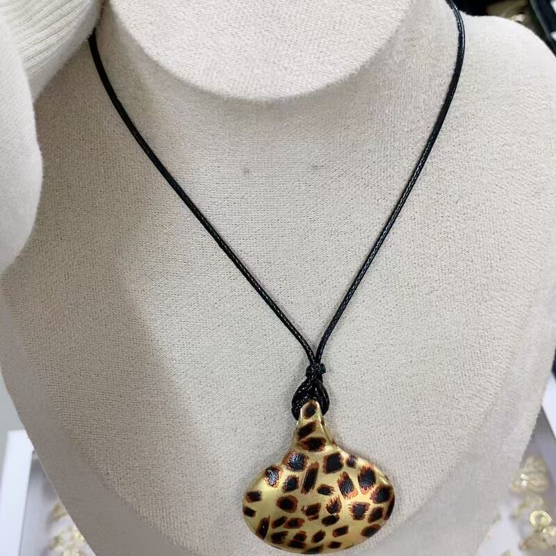 Korean Blogger's Same Style Leopard Print Heart-Shaped Necklace Long Sweater Chain Ins Pendant Bag Charm Tie Accessory