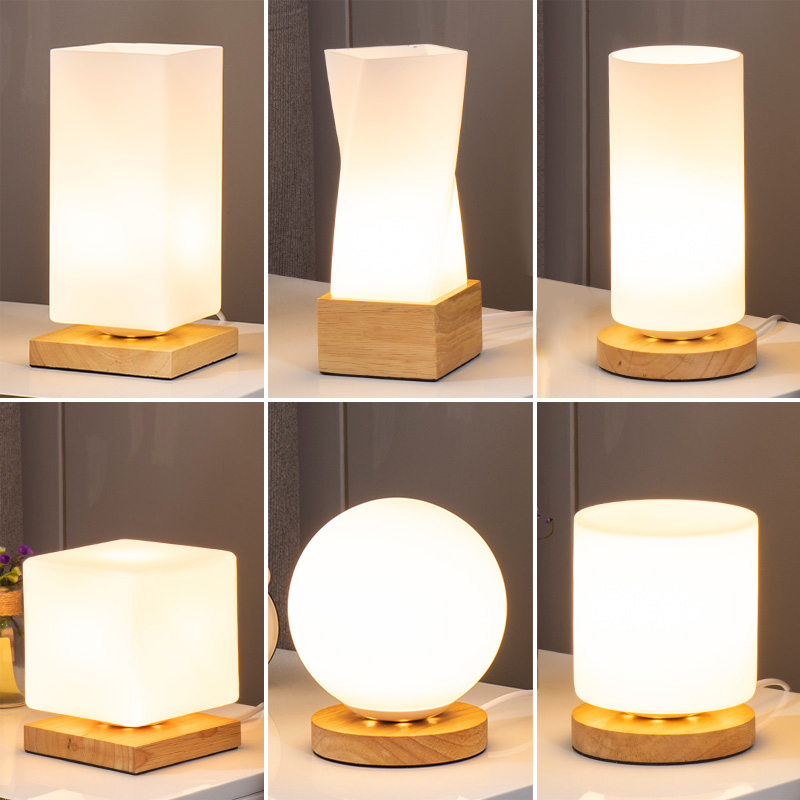 Table lamp bedroom bedside simple creative Nordic eye protection desk decoration personality art glass night lamp feeding dimming