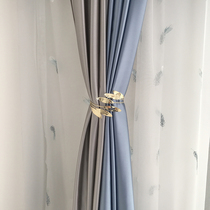  Alloy curtain strap Light luxury metal curtain rack Golden branches and jade leaves New Chinese model room soft decoration storage cable tie