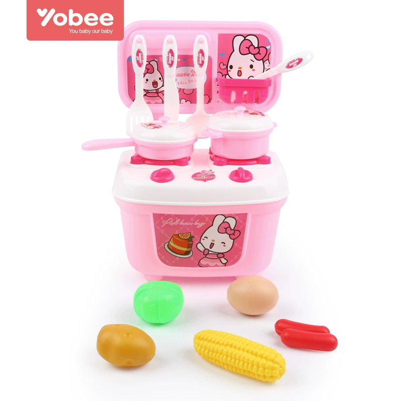 Youbebi trẻ em chơi nhà bếp đồ chơi cô gái nấu cơm nấu ăn mini bộ đồ ăn mô phỏng nhà bếp cô gái