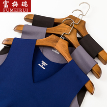 Winter no trace warm vest men plus velvet padded elastic slim vneck sweatshirt wide shoulder size close base shirt