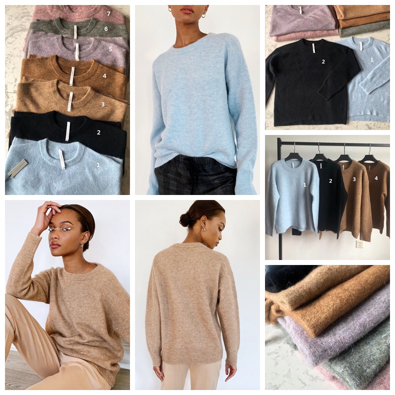 Canada@Babaton Round-Neck Loose Alpaca Wool Pullover Sweater Aritzia Soft and Warm European and American Style