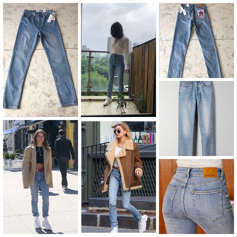 Canadian Aritzia High-Waisted 9-Point Straight-Leg Jeans @Denim Forum Washed Vintage European and American Street Style Canadian Aritzia High-Waisted 9-Point Straight-Leg Jeans @Denim Forum Washed Vintage European and American Street Style