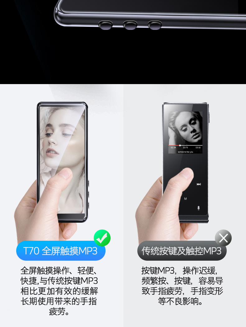 Màn hình lớn 3,5 inch MP4 toàn màn hình Máy nghe nhạc mp3 Học sinh Walkman học nghe tiếng Anh với từ điển có thể chèn thẻ cảm ứng siêu mỏng mp5 nhỏ xem phim HD video nhạc đọc sách điện tử - Máy nghe nhạc mp3 