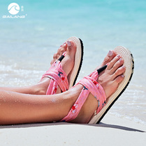 Cover waves cool tow flip-flops ladies summer outside wear flat non-slip sandals clip seaside fake Bohemia