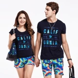 盖浪 Пляжная базовая приятная телу футболка с коротким рукавом для влюбленных для отдыха подходит для мужчин и женщин, короткий рукав