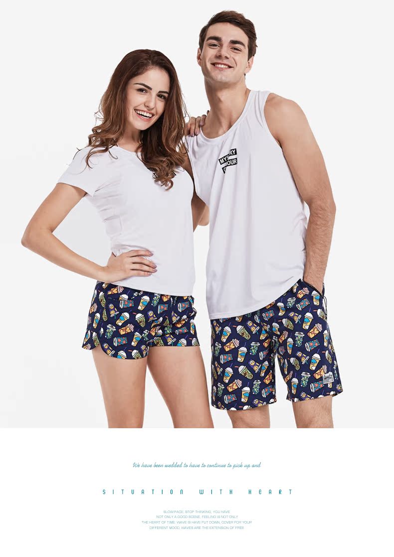 Gailang bên bờ biển khu nghỉ mát quần đôi nam quần nhanh khô lỏng kích thước lớn quần boxer quần căng nữ bãi biển - Quần bãi biển 	mua quần áo đi biển nam	