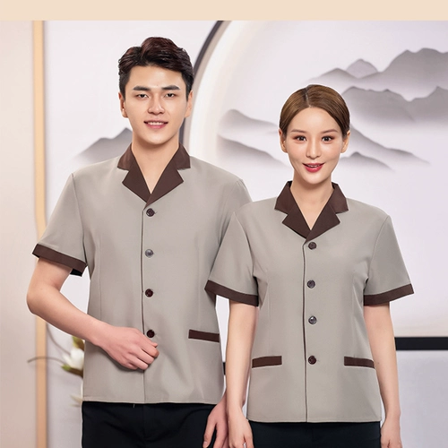 Уборка гостиниц Короткий -Летние гостиницы Общественная собственность торговая торговля уборка тетушка одежда Женская пользовательская логотип