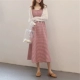 Đầu thu 2019 mới khôn ngoan váy khói hoa chuông Pháp kẻ sọc nhỏ cộng với áo hai dây cardigan - Sản phẩm HOT
