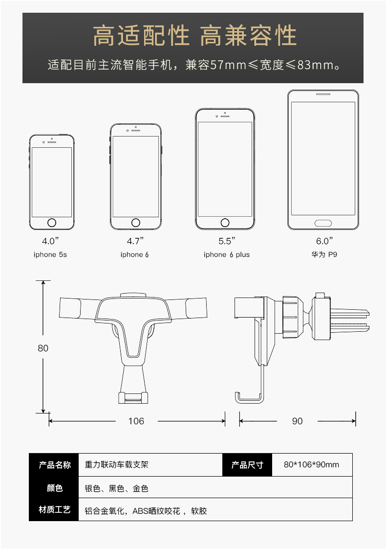 CIBOU xe điện thoại di động phụ kiện khung khung xe cửa thoát khí điều hòa không khí cổng loại snap xe đa chức năng trọng lực kim loại tự động phổ phổ hỗ trợ điều hướng hỗ trợ