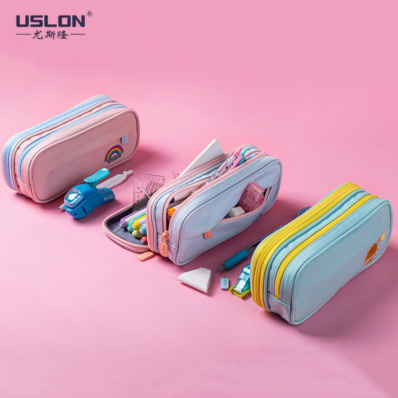 USLONN YuSloan multifunction stationery bag student with a classifiable multilayer pencil bag solid abrasion-proof containing bag