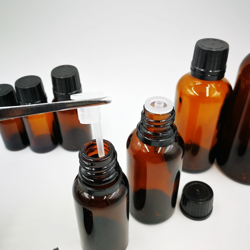 Light-proof tea colour essential oil bottle sealed tube bottle brown glass small bottle stopper with hole essential oil bottle Tornese