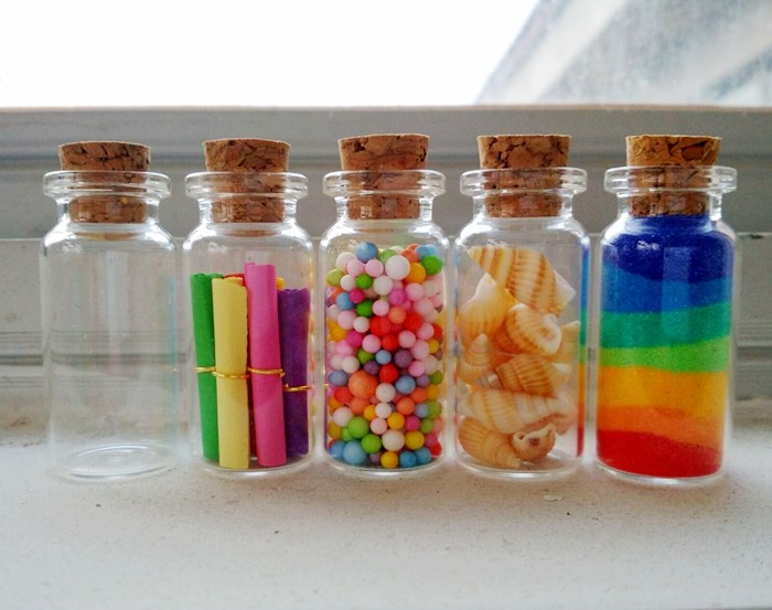 Color 10ml wood stopper glass bottle Xu may bottle rainbow bottle wish bottle drift bottle sea snail bottle colored sand bottle