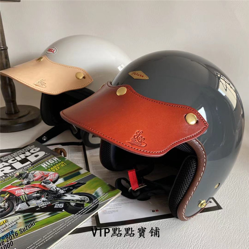 Spot Thunder locomotive bell biltwell and other 34 helmets universal retro cafe helmet three-button cowhide hat brim