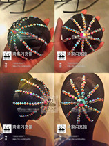 Professional Latin dance diamond-set hair accessories Wig Modern disc hair Latin diamond-set wig bag Adult children OK