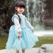 New mommy hand-made little Princess puffy skirt handwoven diy make sweater crochet wool material package tutorial