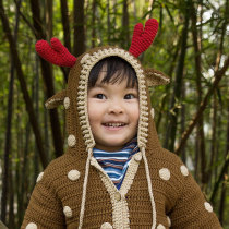 New mommy hand-made fawn baby childrens coat wool Group hand-woven crochet sweater material bag