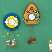 New mommy hand-made forest wall clock manual work diy crochet wool group knitting childrens homemade material package tutorial